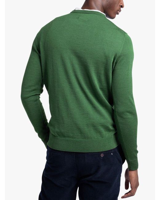 Farah Green Mullen Merino Wool Jumper for men