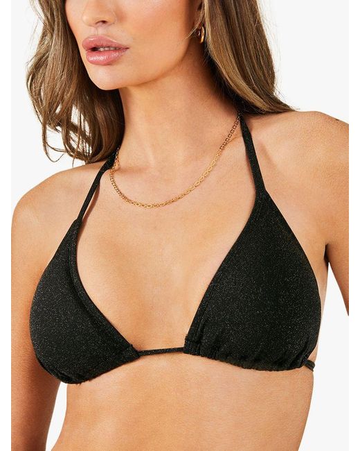 Accessorize Black Shimmer Triangle Bikini Top