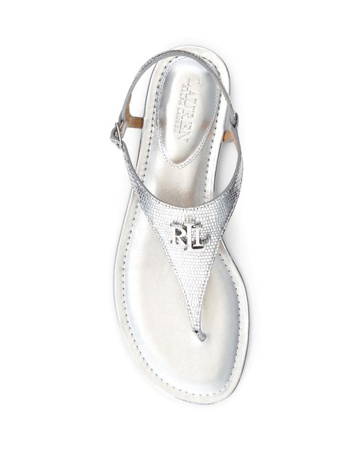 Ralph Lauren White Lauren Ellington Textured Leather Sandals