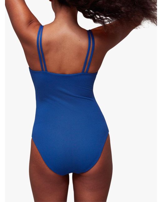 Whistles Blue Double Strap Textured Swimsuit