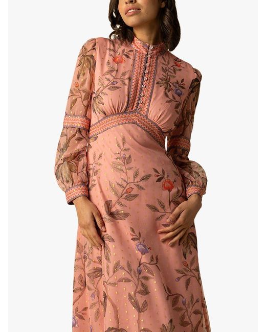 Raishma Pink Elizabeth Floral Midi Dress