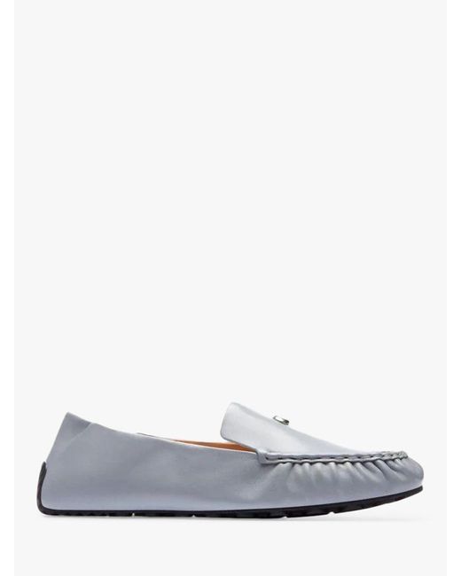 COACH White Ronnie Silver Metallic Leather Loafers