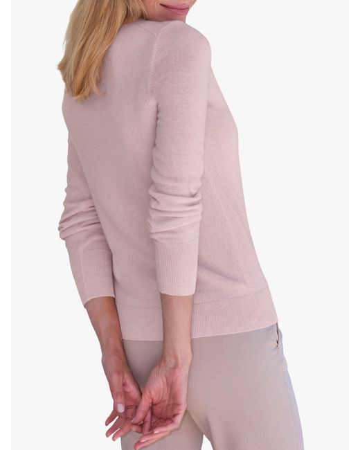 Pure Collection Pink Crew Neck Cashmere Jumper