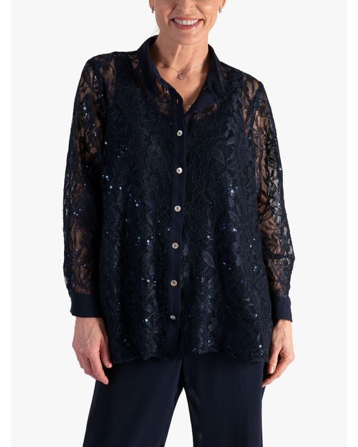 Chesca Blue Sequin Lace Shirt