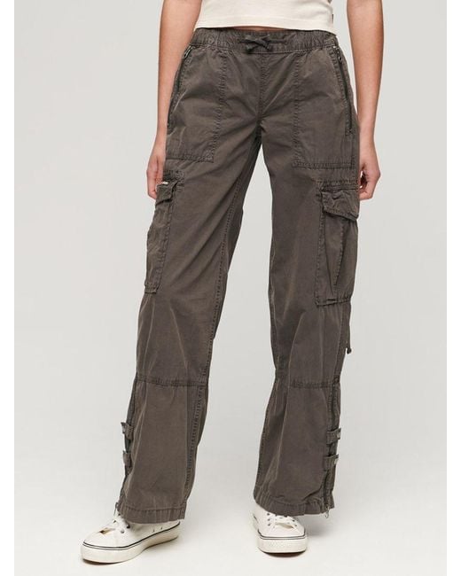 Superdry Gray Vintage Low Rise Elastic Cargo Trousers