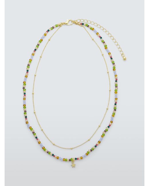 John Lewis White Bead And Chain Layered Necklace
