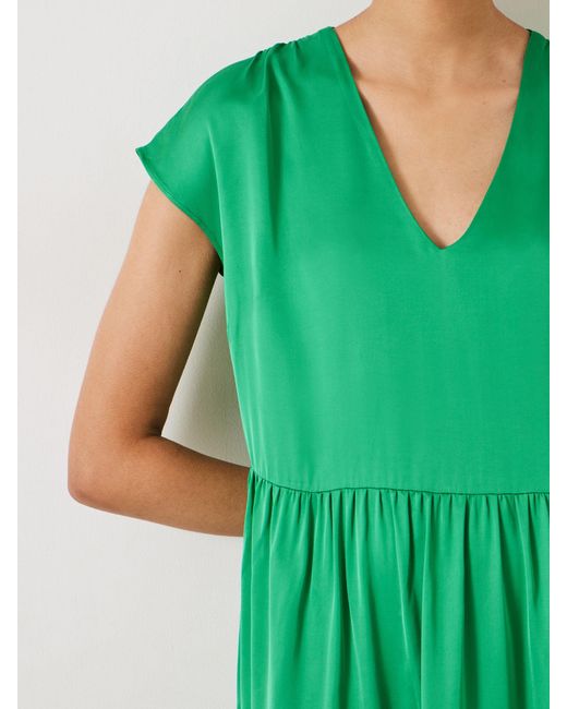 Hush Green Lily Satin Tiered Mini Dress
