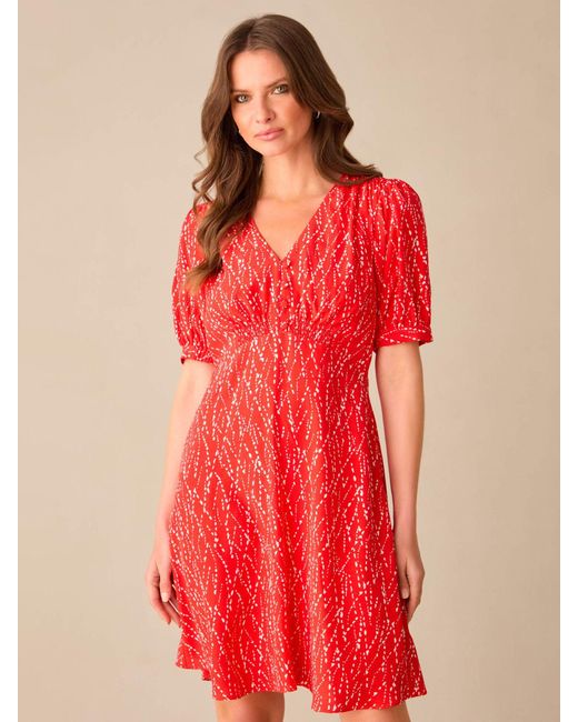 Ro&zo Red Abstract Print Puff Sleeve Mini Dress