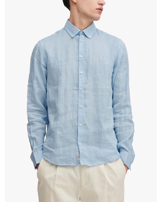 Casual Friday Blue Anton Long Sleeve Linen Shirt for men