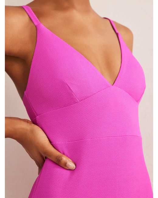Boden Pink Arezzo V-neck Panel Swimsuit