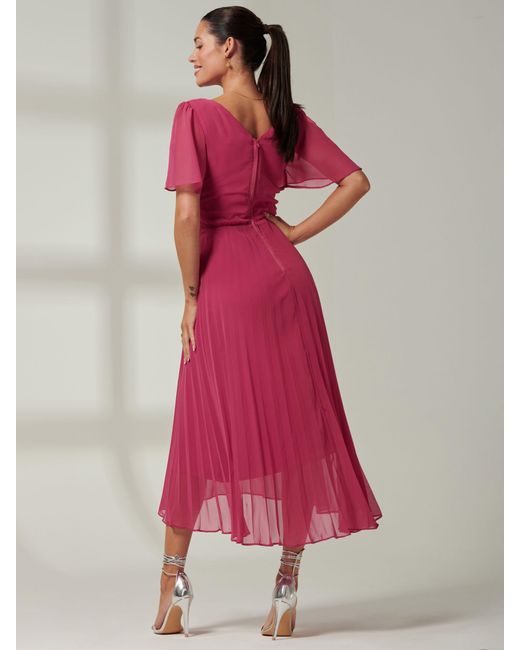 Jolie Moi Pink Elene Chiffon Midi Dress