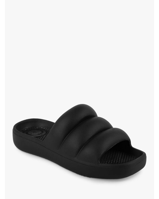 Totes Black Puffy Slider Sandals