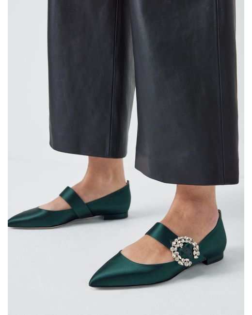 SJP by Sarah Jessica Parker Green Chime Satin Pointed Mary Jane Flats