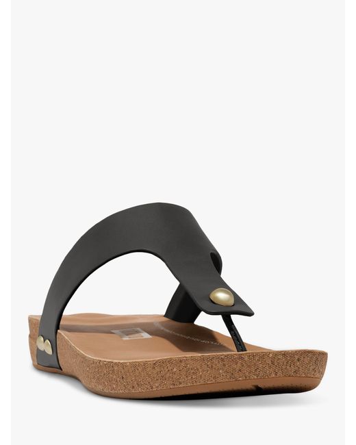 Fitflop Brown Iqushion Cork Sole Leather Toe Post Sandals