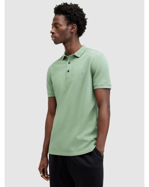 AllSaints Green Reform Organic Cotton Polo Shirt for men