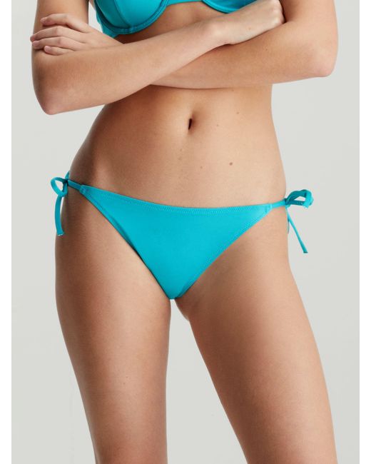 Calvin Klein Blue Tie Side String Bikini Bottoms