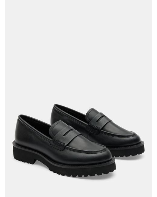 Hush Black Blake Cleated Leather Loafers