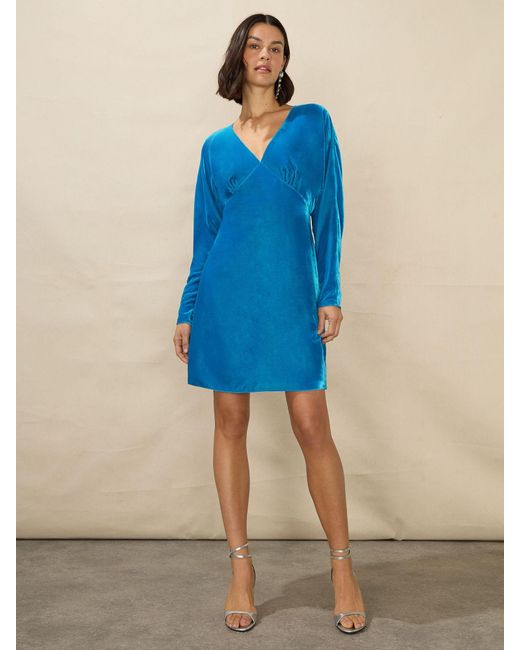 Ro&zo Blue Petite Short Velvet Dress