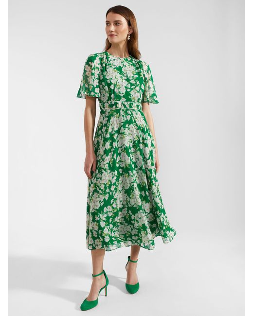 Hobbs Green Petite Bronwyn Midi Floral Silk Dress