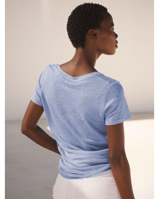 Nrby Blue Charlie V-neck Linen T-shirt