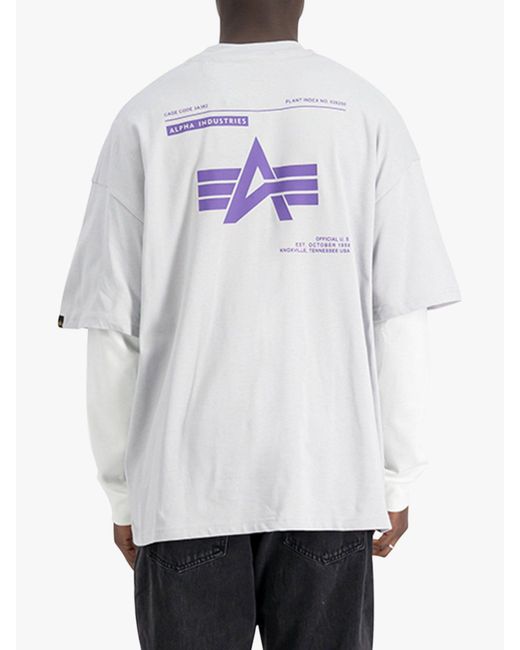 Alpha Industries White Logo Crew Neck T-shirt for men