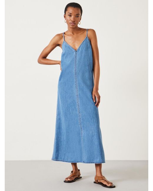 Hush Blue Saskia Denim Slip Maxi Dress