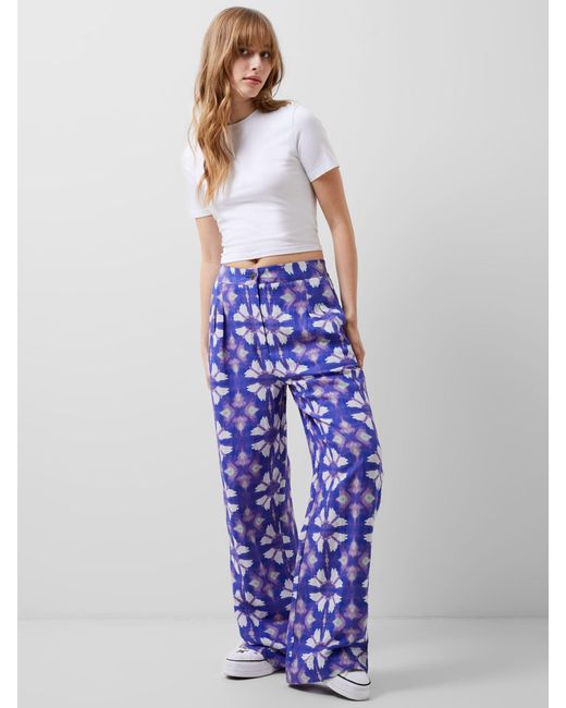 French Connection Blue Dory Birdie Linen Blend Trousers