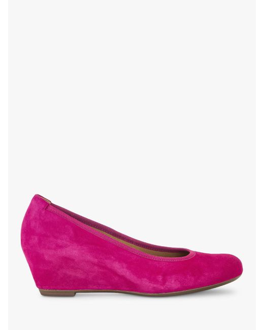 Gabor Pink Fantasy Suede Wedge Heel Shoes