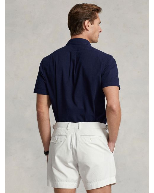 Ralph Lauren Blue Custom Fit Seersucker Shirt for men