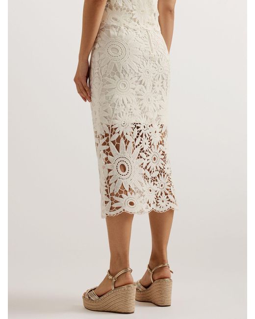 Ted Baker Natural Bitriss Lace Midi Skirt