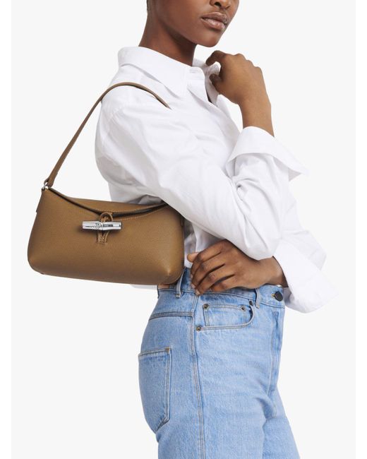 Longchamp White Roseau Small Hobo Bag