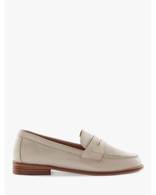 Dune White Ginelli Leather Penny Loafers