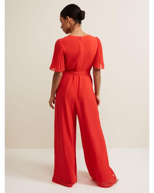 Phase Eight Red Petite Kendall Wide Leg Jumpsuit
