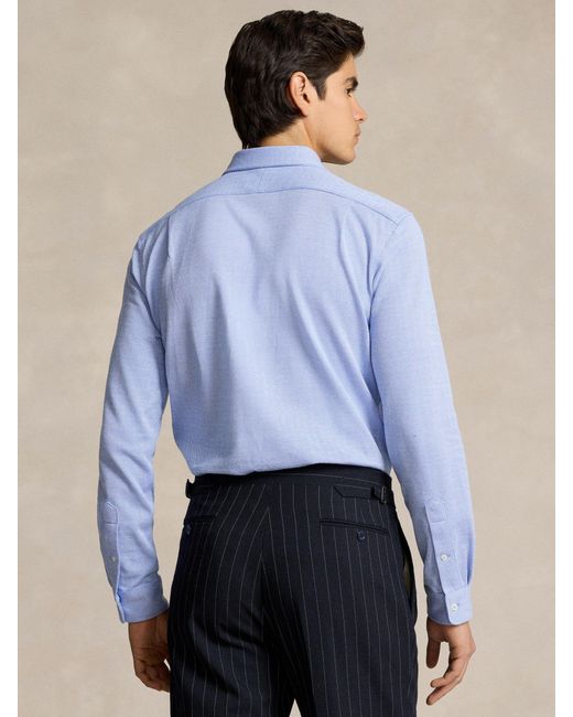 Ralph Lauren Blue Herringbone Jacquard Knit Shirt for men