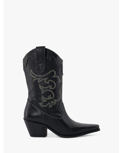 Dune Black Prickly Leather Cowboy Boots