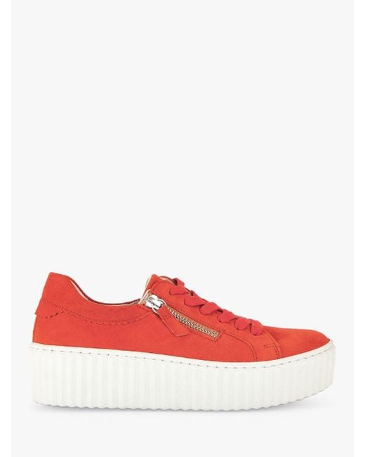 Gabor Red Dolly Suede Zip Detail Trainers