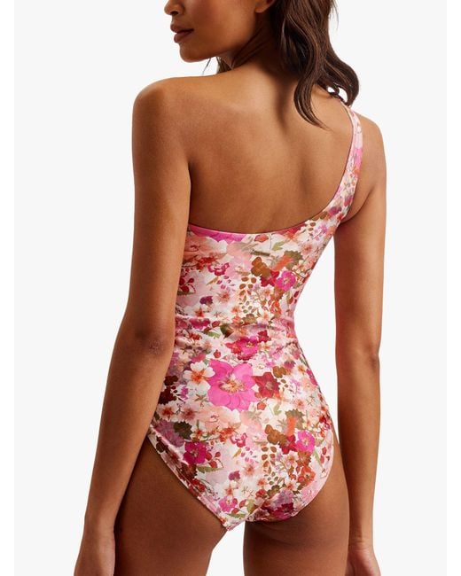 Ted Baker Red Zayley One Shoulder Bow Swimsuit