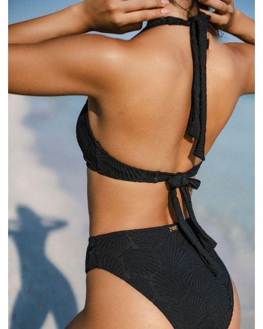 Chelsea Peers Black Jacquard Shell High Waist Bikini Bottoms