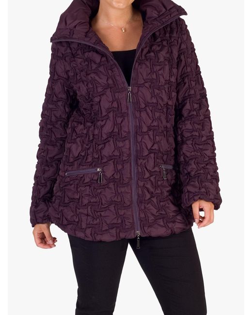 Chesca Purple Bonfire Embroidered Quilted Coat