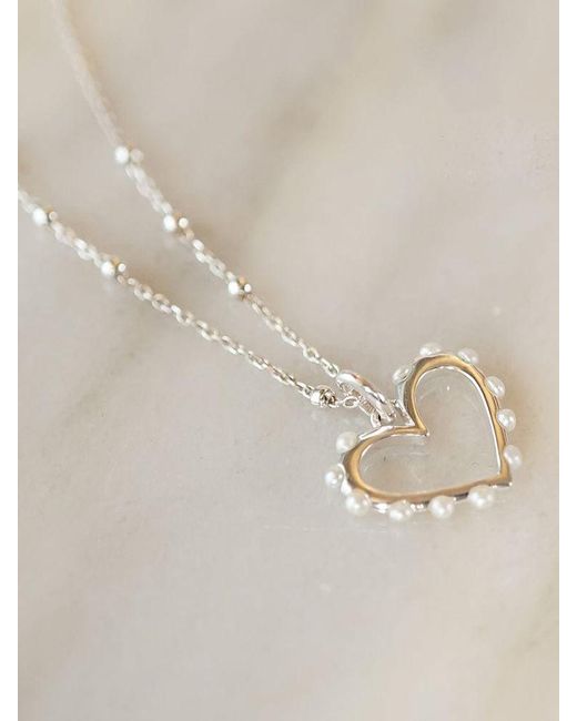 Daisy London White Heart Pearl Pendant Necklace