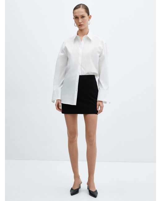 Mango White Mazip Fitted Mini Skirt