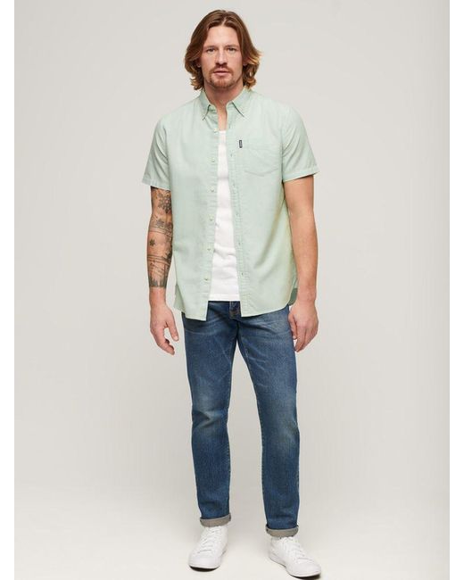Superdry Green Oxford Short Sleeve Shirt for men