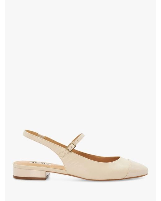 Dune Natural Hayes Leather Round Slingback Shoes