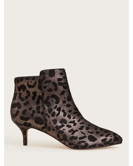 Monsoon Brown Leopard Print Ankle Boots