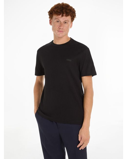 Calvin Klein Black Waffle Short Sleeve T-shirt for men