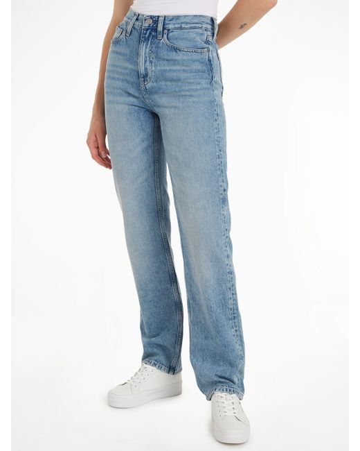 Calvin Klein Blue High Rise Straight Leg Jeans