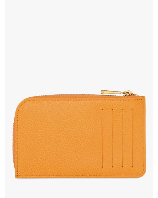 Longchamp Orange Le Foulonné Zipped Leather Card Holder
