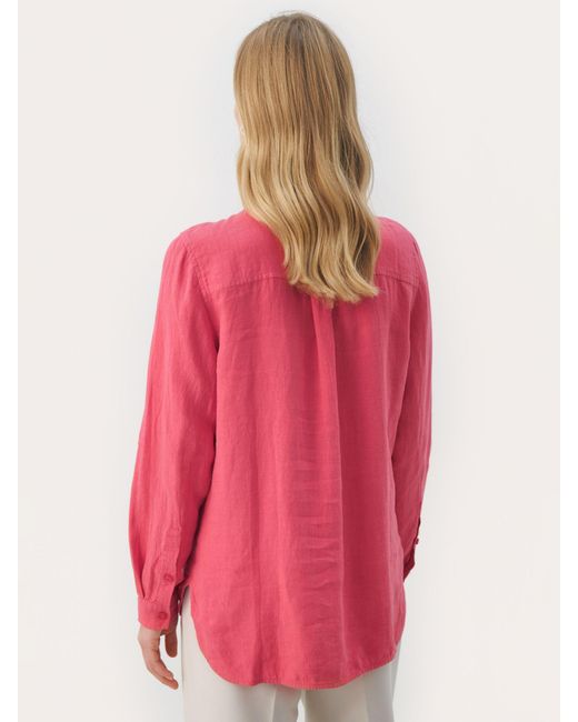 Part Two Pink Kivas Linen Regular Fit Long Sleeve Shirt