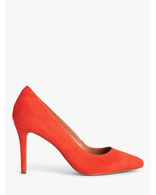 John Lewis Red Blaize Suede Stiletto Heel Pointed Toe Court Shoes