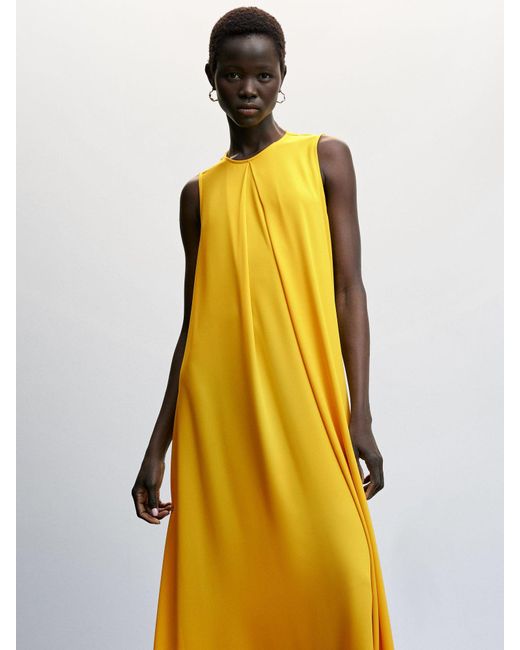 Mango Yellow Linda-a Strap Flowy Dress